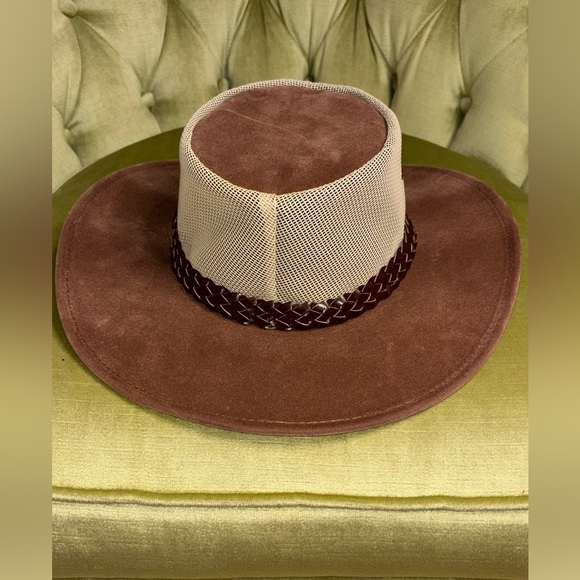 Jacaru Australia "Summer Breeze" Leather/Suede/Mesh Wide-Brim Hat Size Med/Large - Picture 8 of 8